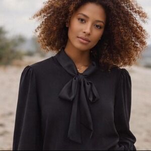 CeCe black bow tie blouse Size M #blouse #feminine